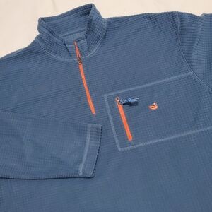 Southern Marsh Fieldtec Quarter Zip Waffle Fleece Pullover Blue Mens 2XL